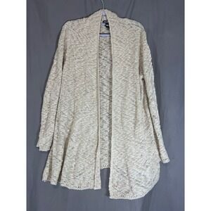 United States Sweaters Cream Pointelle Knit Open Front Cardigan XL Oatmeal Boho